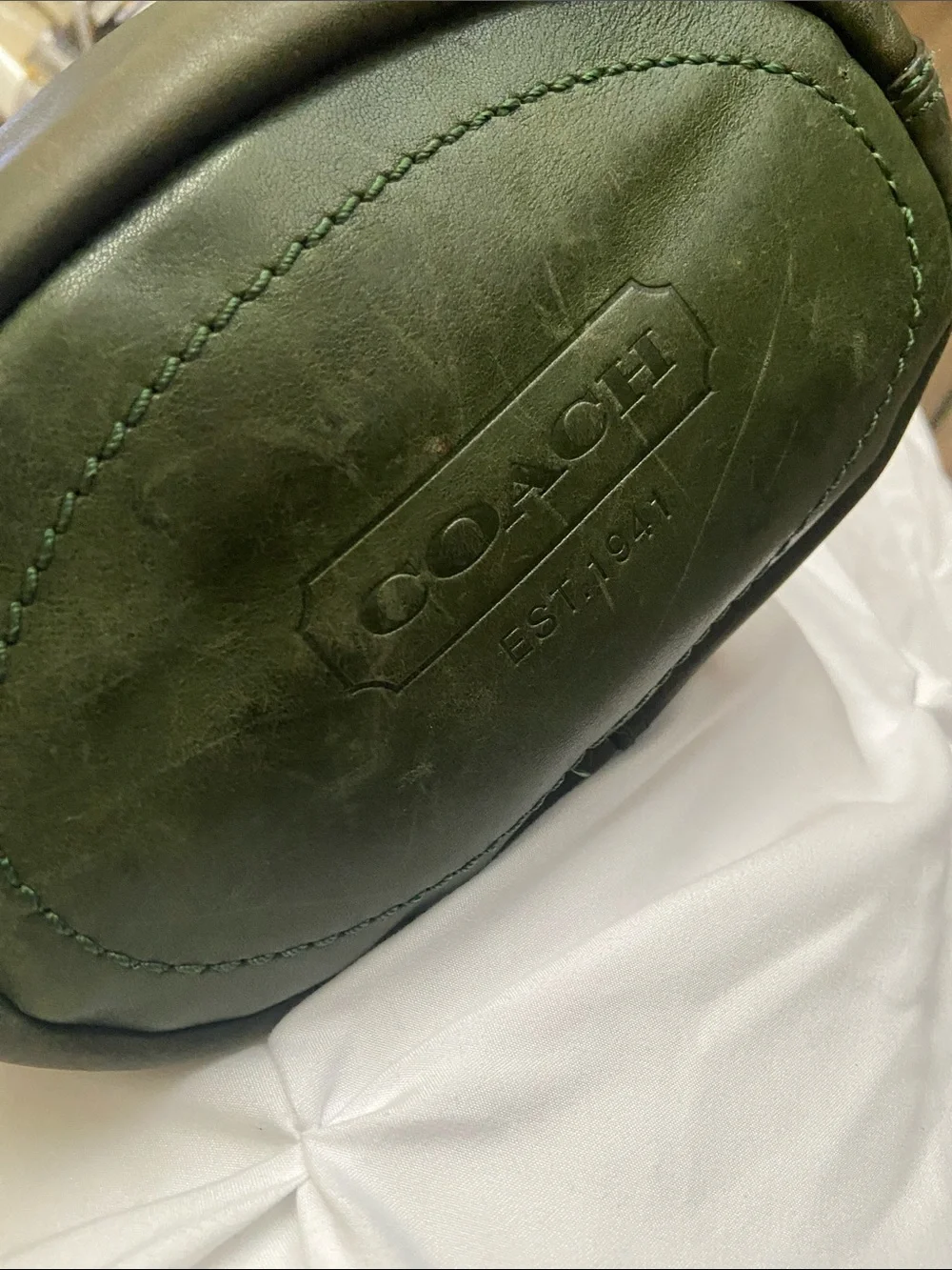 COACH RARE VINTAGE HUNTER FOREST GREEN BUCKET CROSSBODY BAG BLEECKER